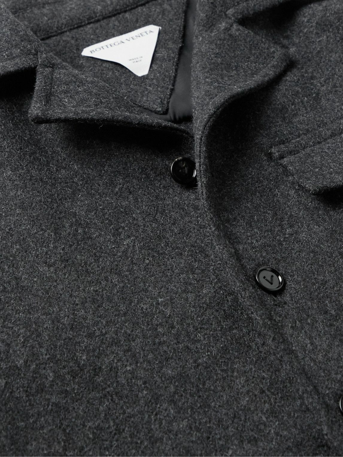 ジャケット BOTTEGA VENETA Dark Grey Wool Jacket Bottega Veneta - Camp-Collar Wool-Felt Shirt Jacket - Gray