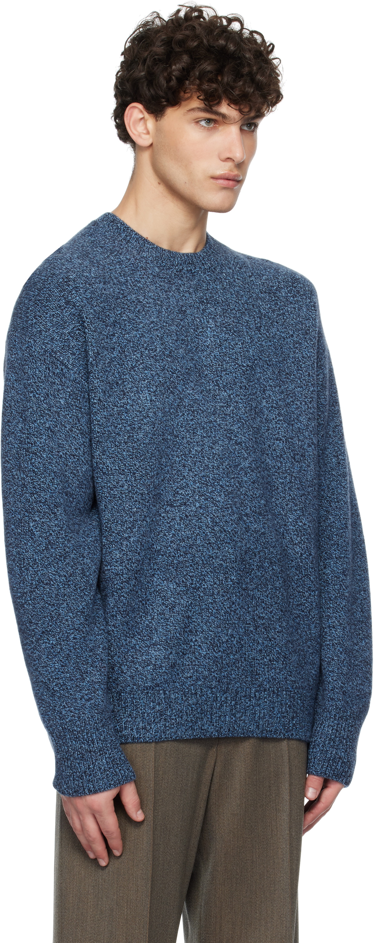 YLÈVE Blue Wool & Cashmere Sweater