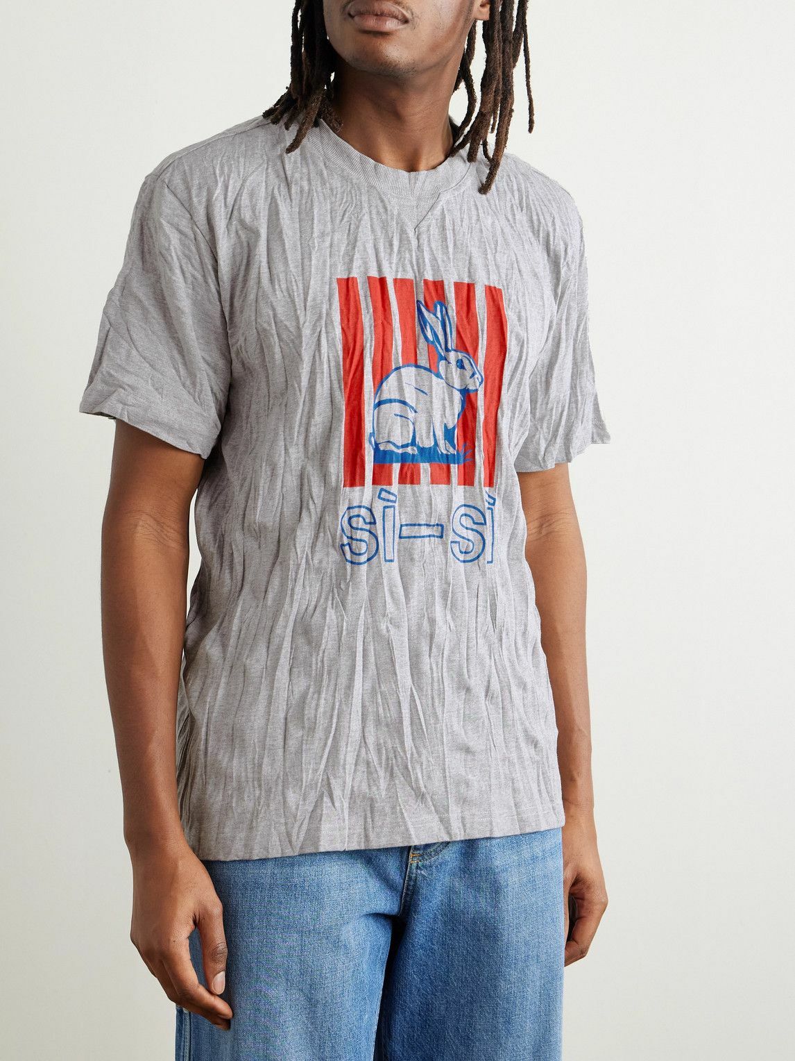 Tシャツ・カットソー Bottega Veneta STRIPED DETAIL T-SHIRT Bottega Veneta - Printed Jersey T-Shirt - Gray Bottega Veneta
