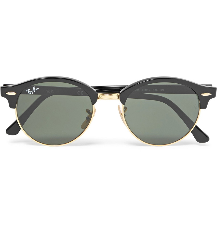 Photo: Ray-Ban - Clubmaster Round-Frame Acetate and Gold-Tone Polarised Sunglasses - Black