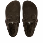 Birkenstock Boston Fur in Mocha Suede