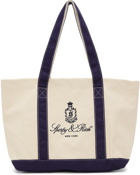 Sporty & Rich Navy & Off-White Embroidered Tote