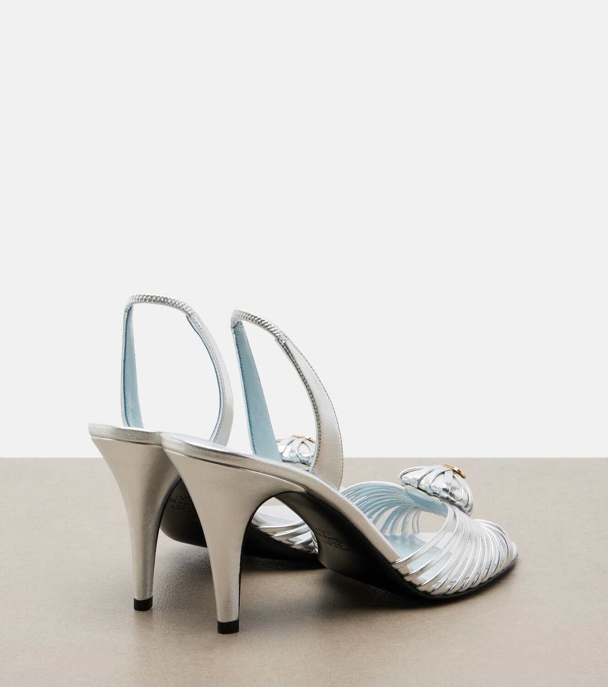 Valentino Garavani Cœur Royal metallic leather slingback sandals