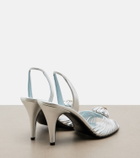 Valentino Garavani Cœur Royal metallic leather slingback sandals