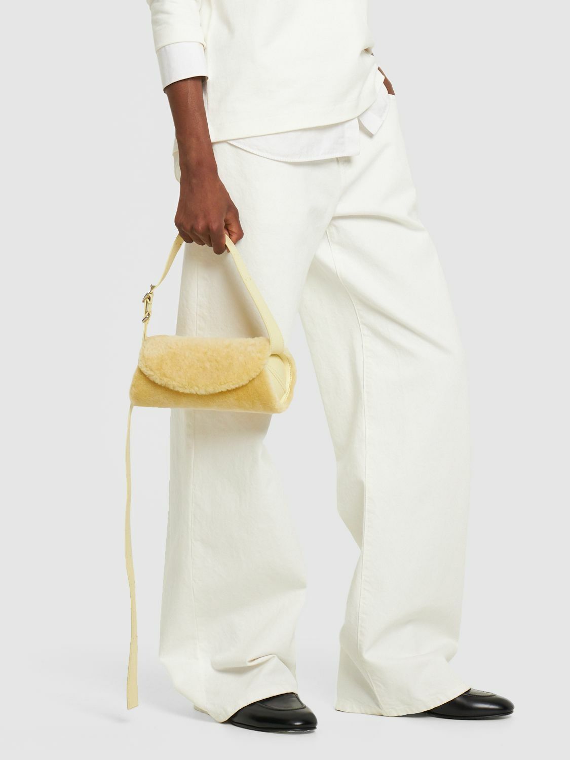 JIL SANDER - Mini Cannolo Shearling Shoulder Bag Jil Sander