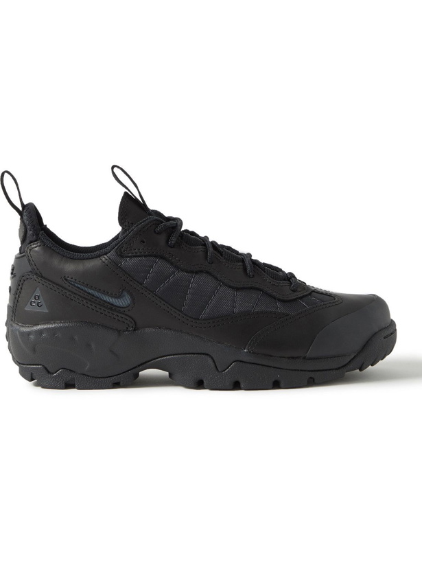 Photo: Nike - ACG Air Mada Rubber-Trimmed Leather and Mesh Hiking Sneakers - Black