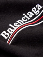 Balenciaga - Oversized Logo-Embroidered Cotton-Jersey T-Shirt - Black