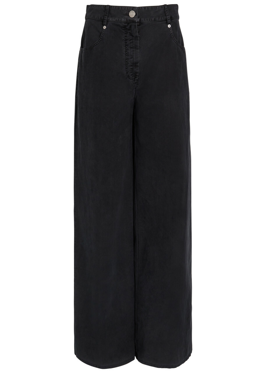 Forte_forte Wide-leg Brushed Cotton Trousers Navy