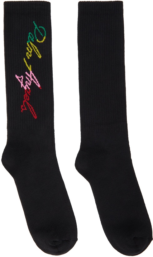 Photo: Palm Angels Black & Multicolor Miami Logo Socks