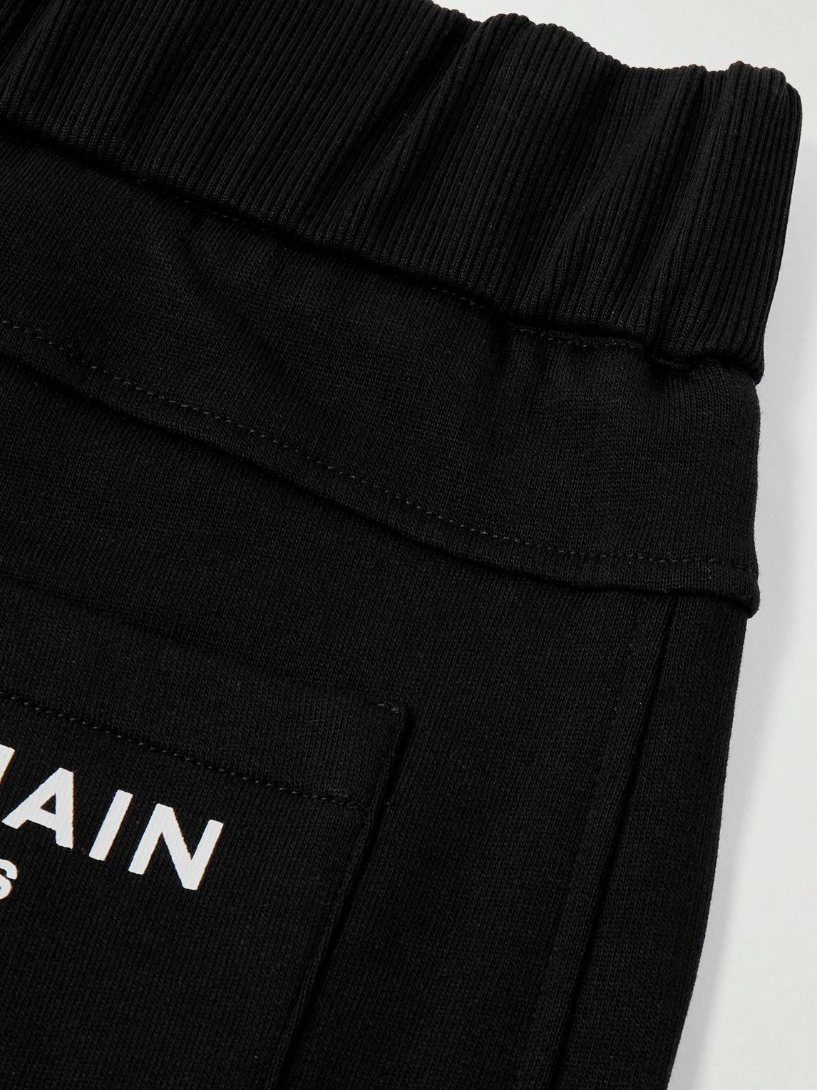 Balmain - Tapered Cotton-Jersey Cargo Sweatpants - Black