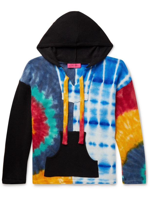 Photo: The Elder Statesman - Patchwork Tie-Dyed Cashmere Hooded Sweater - Multi