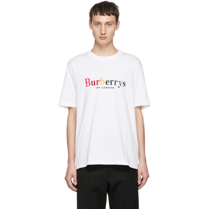 Burberry White Rainbow Logo T-Shirt