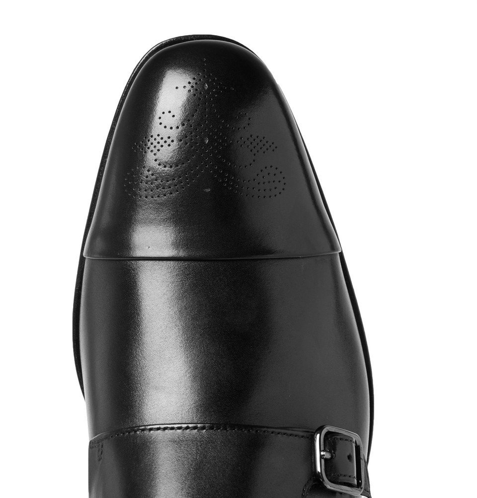 HUGO - Patent-leather Oxford shoes with stacked logo