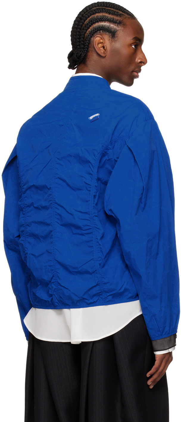 ADER error Blue Ruched Bomber Jacket