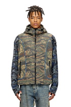 Diesel Hooded vest with mixed camo prints - Jackets Mens in Multicolor