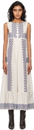 Weekend Max Mara Off-White & Blue Manila Midi Dress