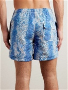 Bather - Painted Moss Straight-Leg Mid-Length Printed Recycled Swim Shorts - Blue