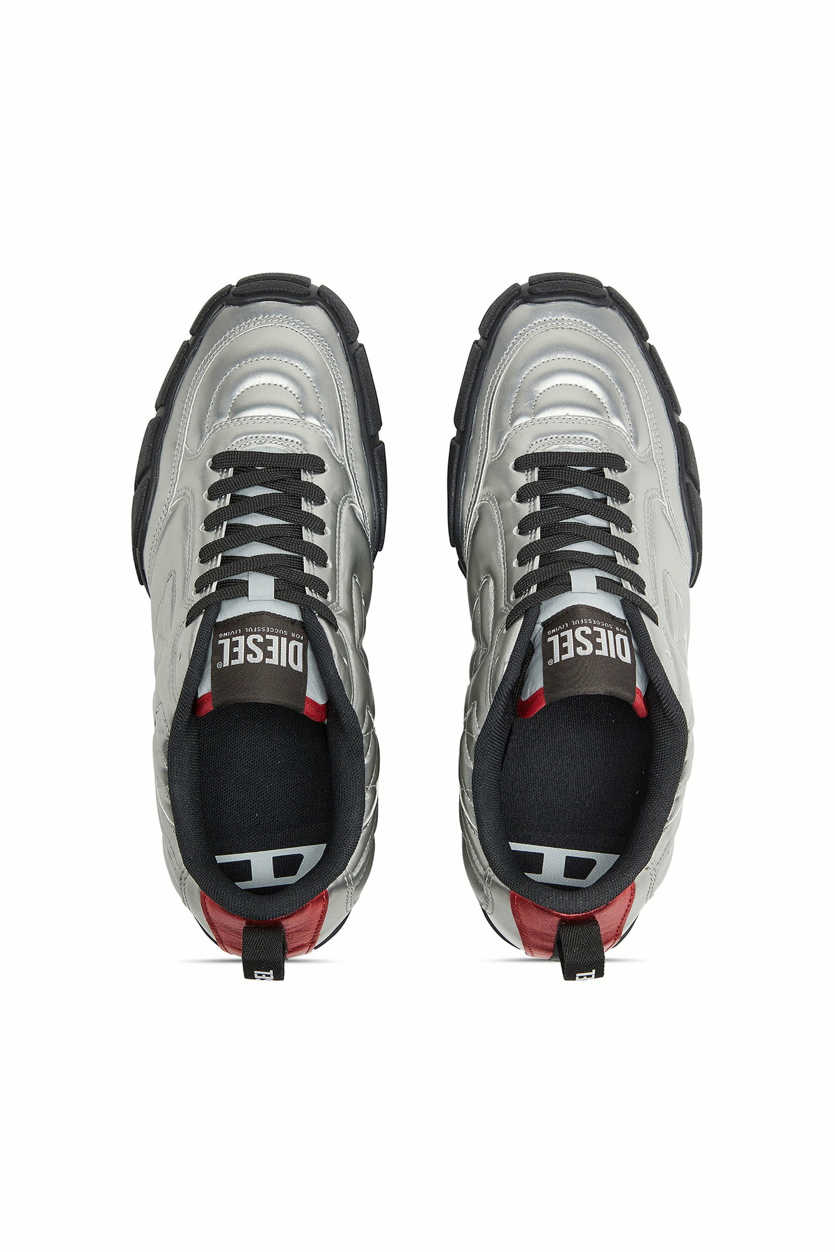Diesel S-Pagodha-Quilted metallic sneakers - Sneakers Womens in Silver