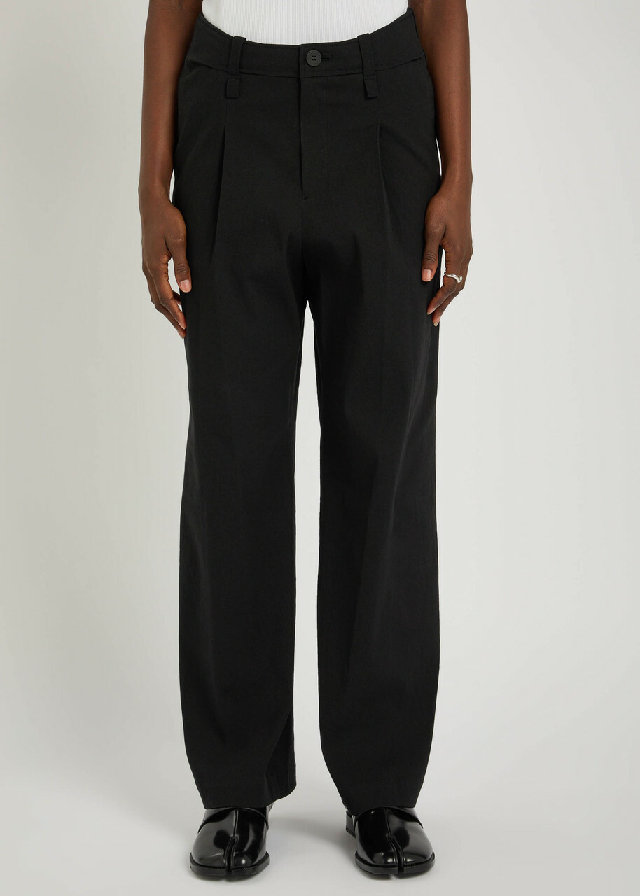 Issey Miyake Pleated Woven Trousers Black