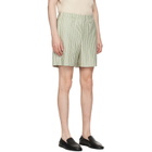 HOMME PLISSÉ ISSEY MIYAKE Green & Beige Stripe Jersey Shorts