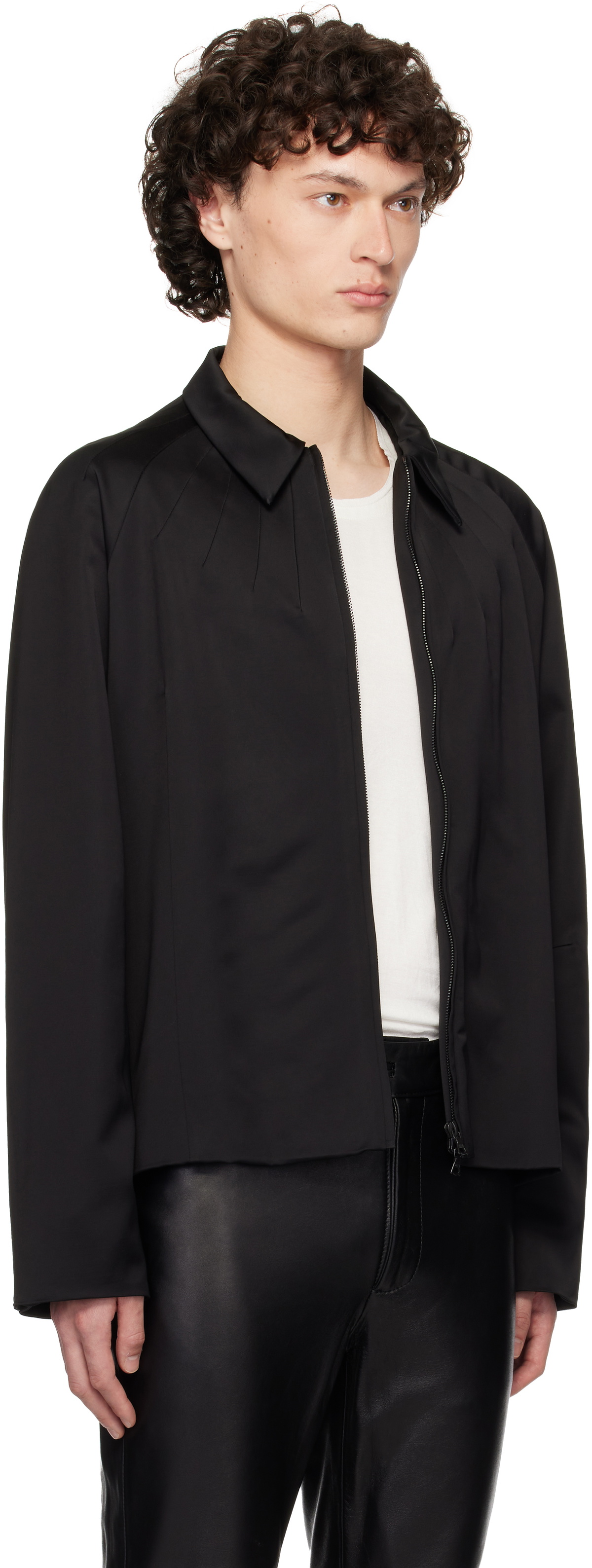 AARON ESH Black Darted Neck Wool Jacket