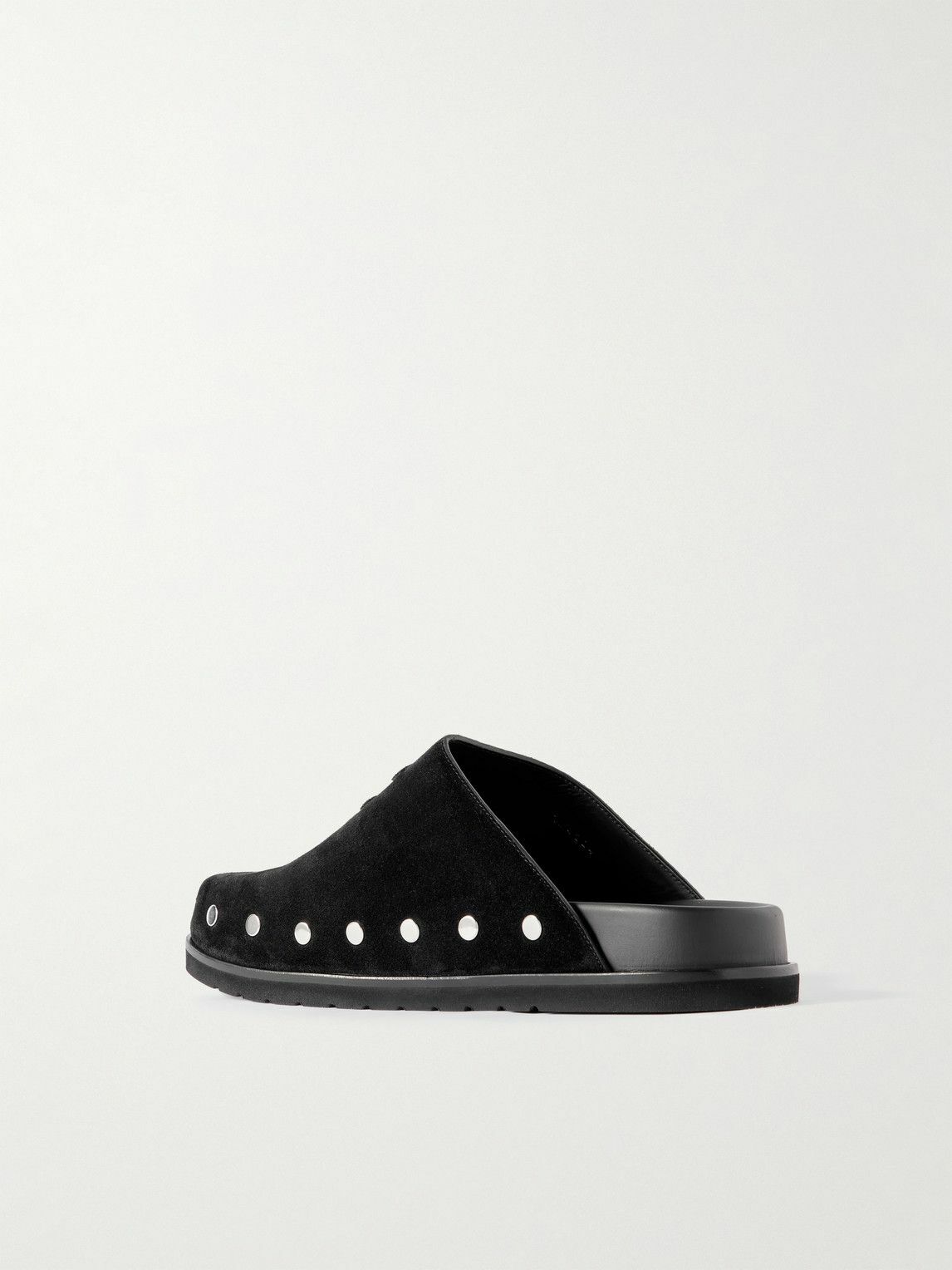 CELINE - Triomphe Logo-Appliquéd Studded Suede Mules - Black