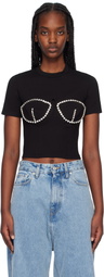 AREA Black Crystal Bustier Cup T-shirt