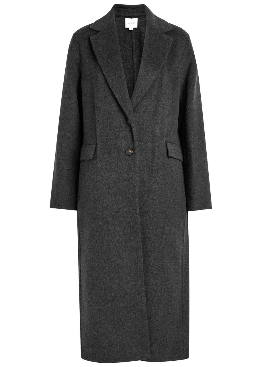 Vince Single Breasted Wool-blend Coat Dark Grey
