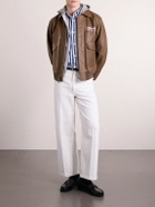 Aimé Leon Dore - World's Borough Logo-Print Leather Jacket - Brown