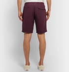 NN07 - Copenhagen Slim-Fit Tapered Garment-Dyed Linen Drawstring Shorts - Burgundy