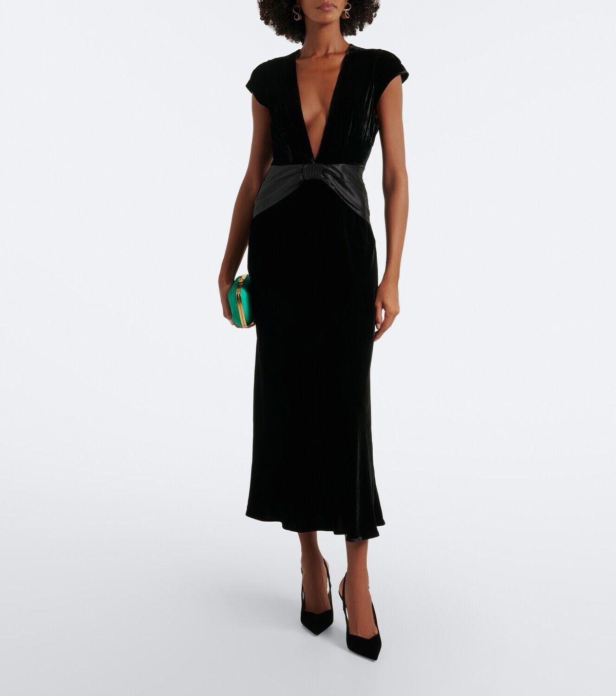 Rixo Arlette draped velvet midi dress