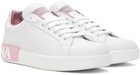 Dolce & Gabbana White & Pink Portofino Low Sneakers