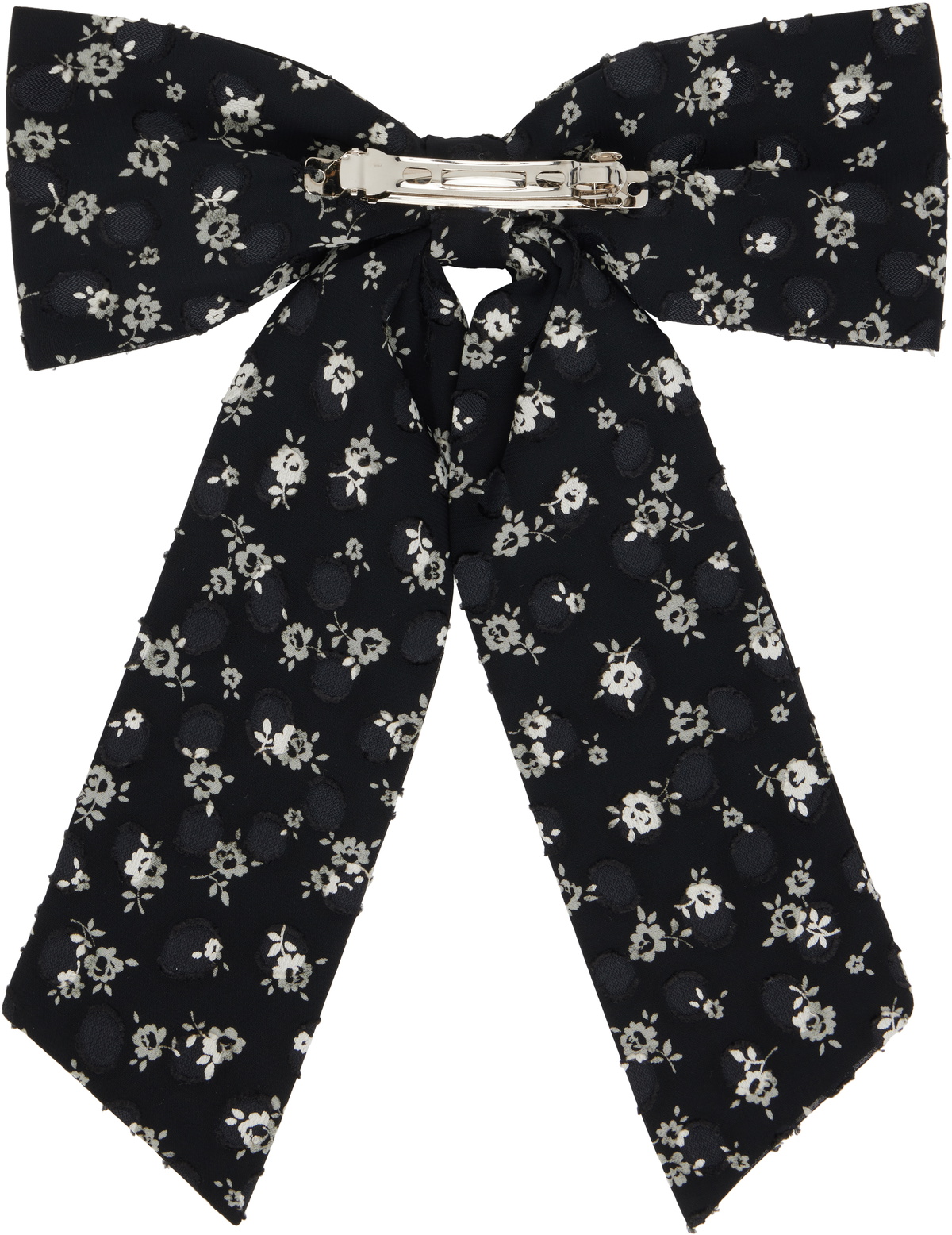 Anna Sui Black Ditsy Dot Chiffon Bow Hair Clip