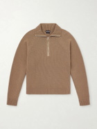 TOM FORD - Wool and Cashmere-Blend Half-Zip Sweater - Brown