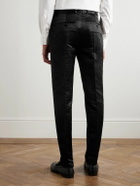McQueen - Slim-Fit Straight-Leg Hammered-Satin Suit Trousers - Black