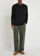 The Elder Statesman Pica Logo-embroidered Cotton and Cashmere-blend top Black
