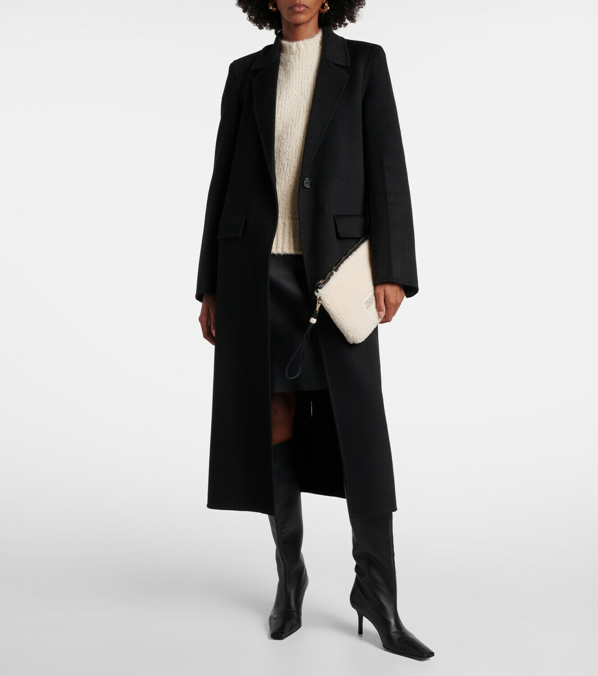 Jimmy Choo Logo shearling pouch with strap