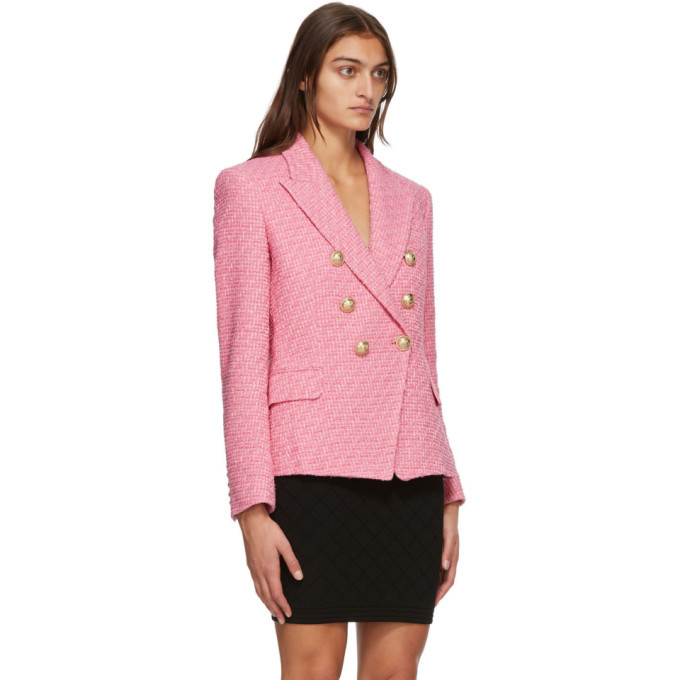 balmain pink tweed blazer