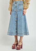 Zimmermann Panelled Denim Midi Skirt Light Blue