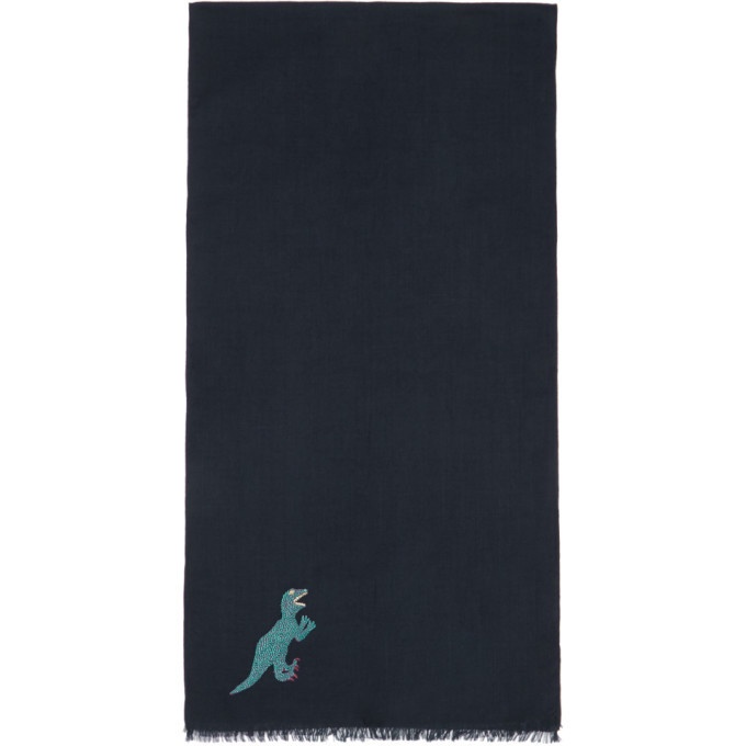 Photo: PS by Paul Smith Navy Embroidered Dino Scarf