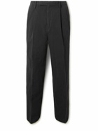 Kaptain Sunshine - Straight-Leg Pleated Cotton and Linen-Blend Gabardine Suit Trousers - Black
