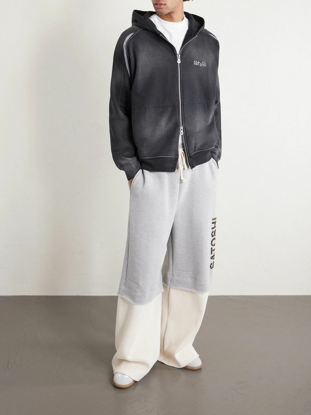 Photo: Satoshi Nakamoto - Logo-Embroidered Cotton-Jersey Zip-Up Hoodie - Black