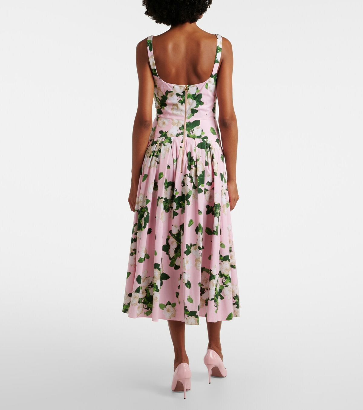 Carolina Herrera Floral pleated cotton-blend midi dress