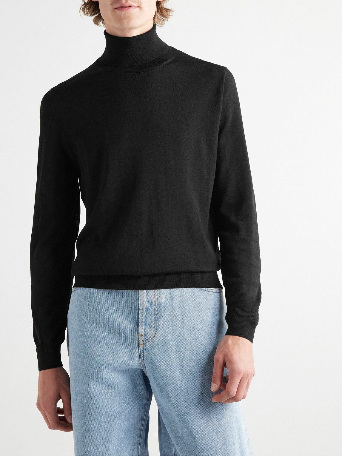 Canali - Slim-Fit Merino Wool Rollneck Sweater - Black
