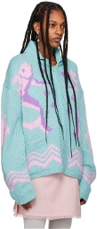 Anna Sui Blue & Pink Seashore Cardigan