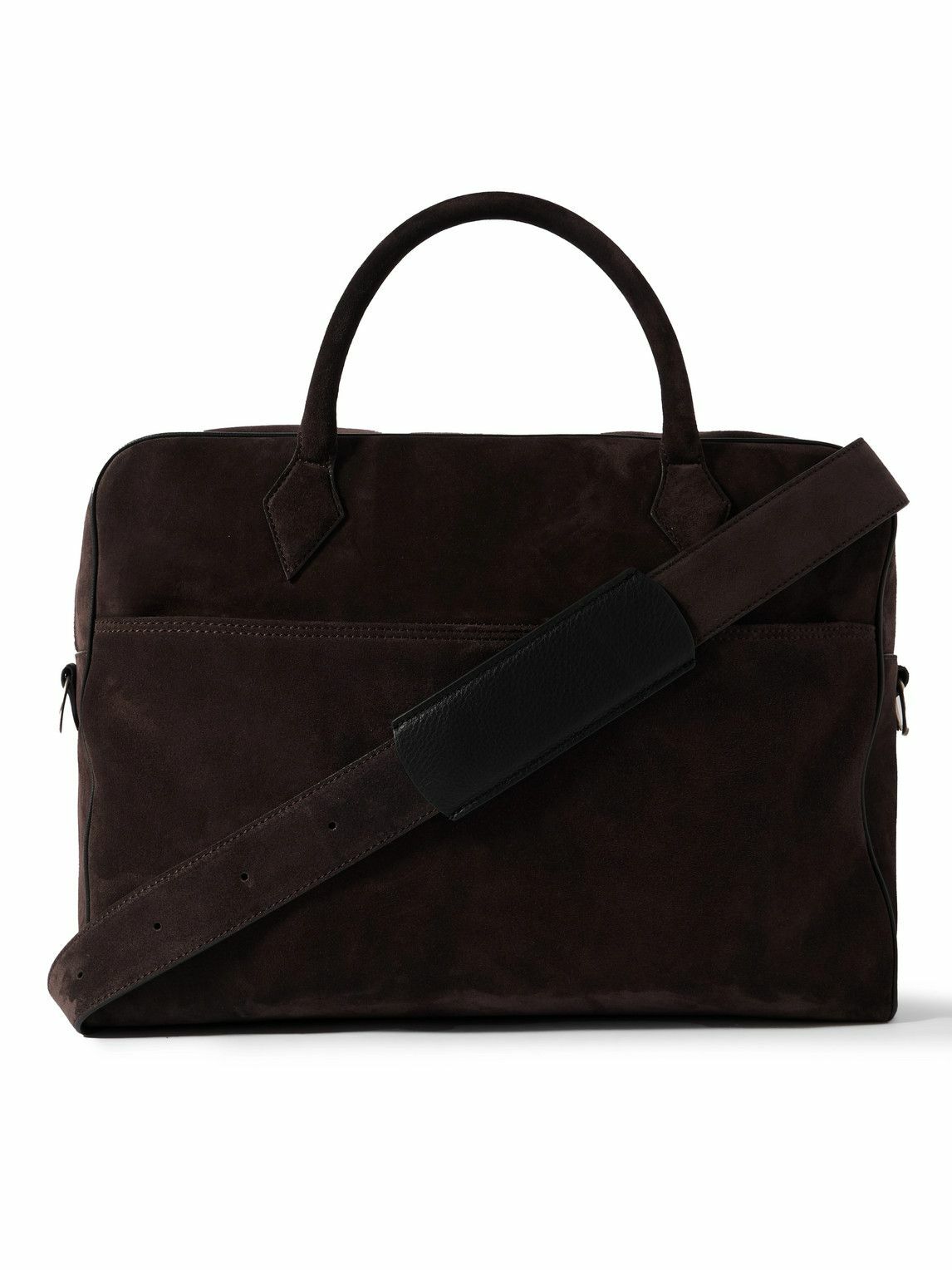 Métier - Closer All Day Full-Grain Leather-Trimmed Suede Briefcase