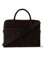 Métier - Closer All Day Full-Grain Leather-Trimmed Suede Briefcase