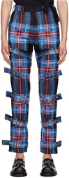 Charles Jeffrey LOVERBOY Blue Pin-Buckle Trousers