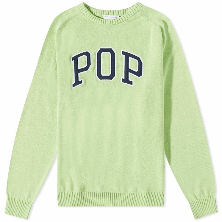 Photo: Pop Trading Company Men's Arch Knit Crew in Jade Lime