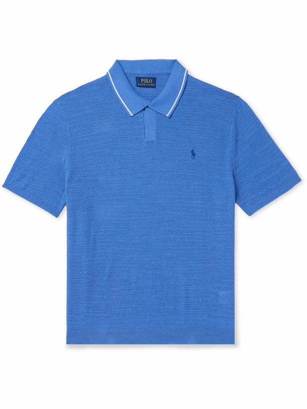 Photo: Polo Ralph Lauren - Logo-Embroidered Cotton and Linen-Blend Polo Shirt - Blue